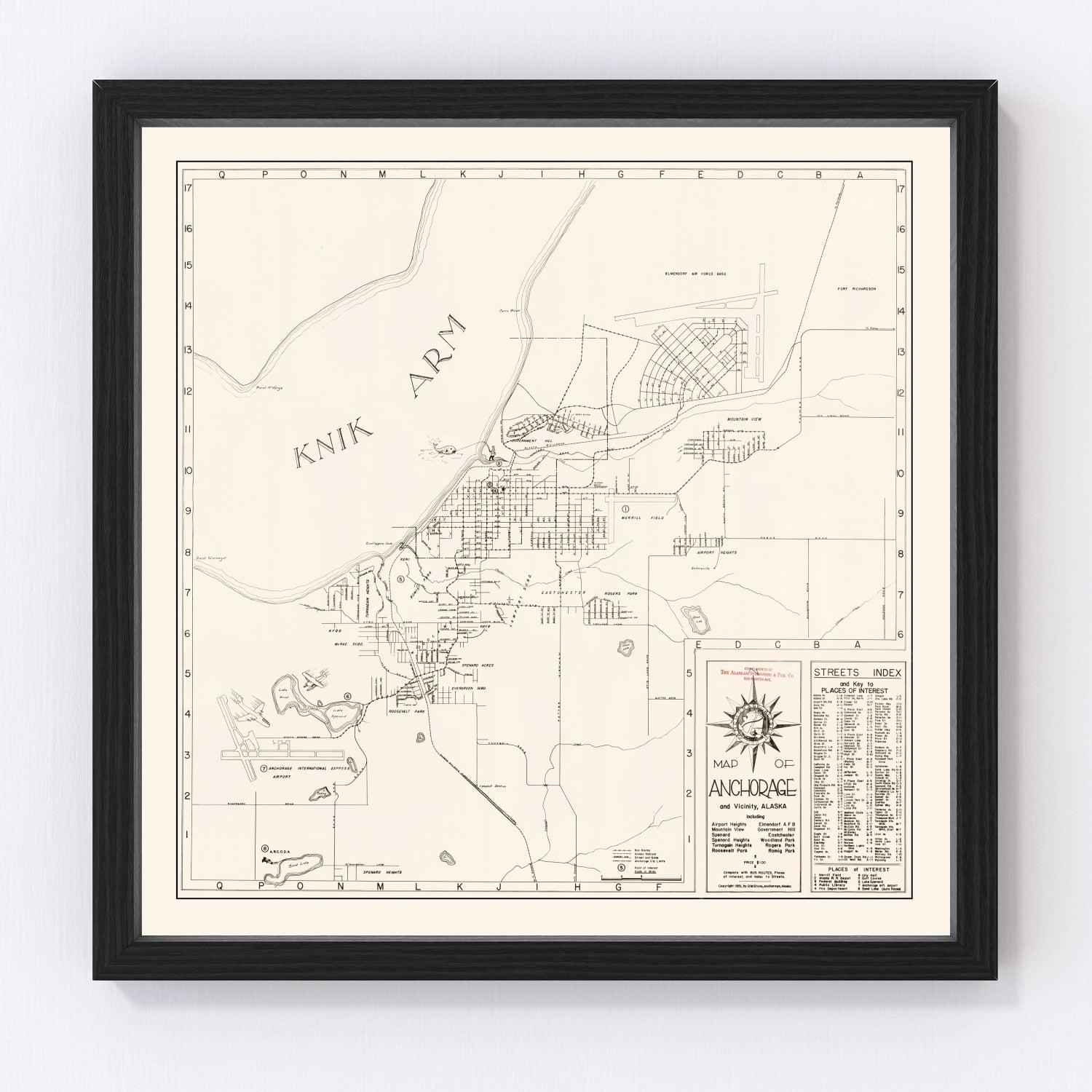 Vintage Map of Anchorage, Alaska 1951