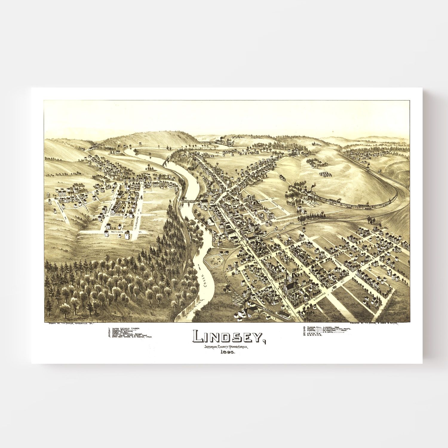 Vintage Map of Lindsey, Pennsylvania 1895
