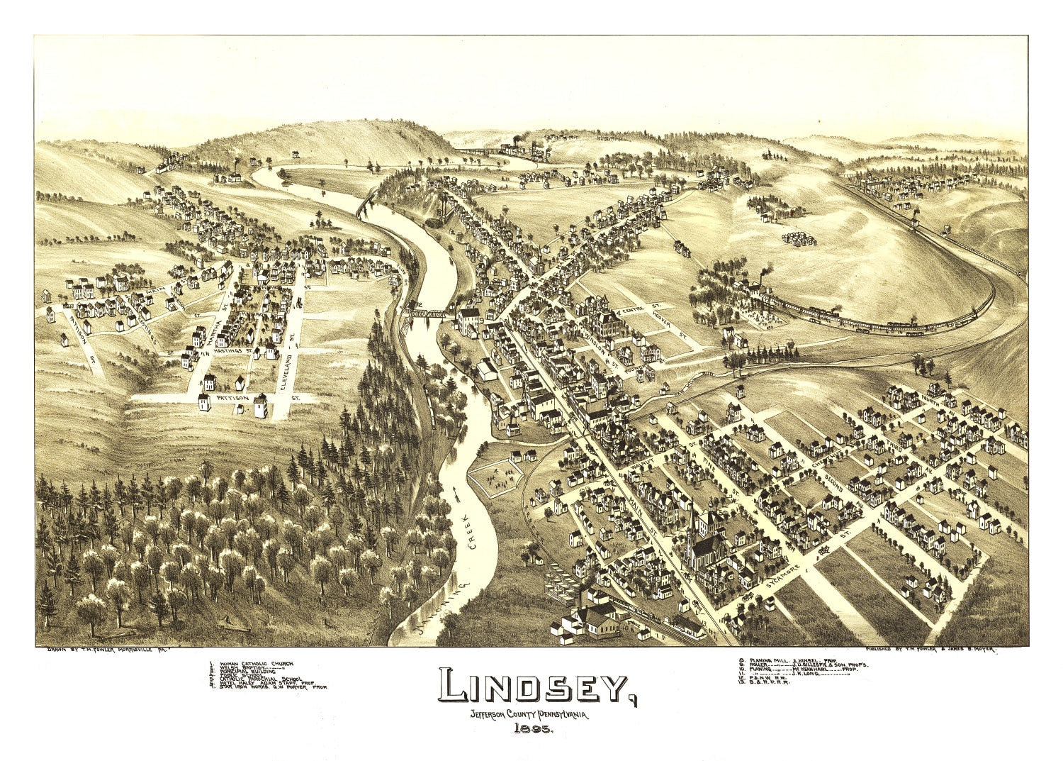 Vintage Map of Lindsey, Pennsylvania 1895