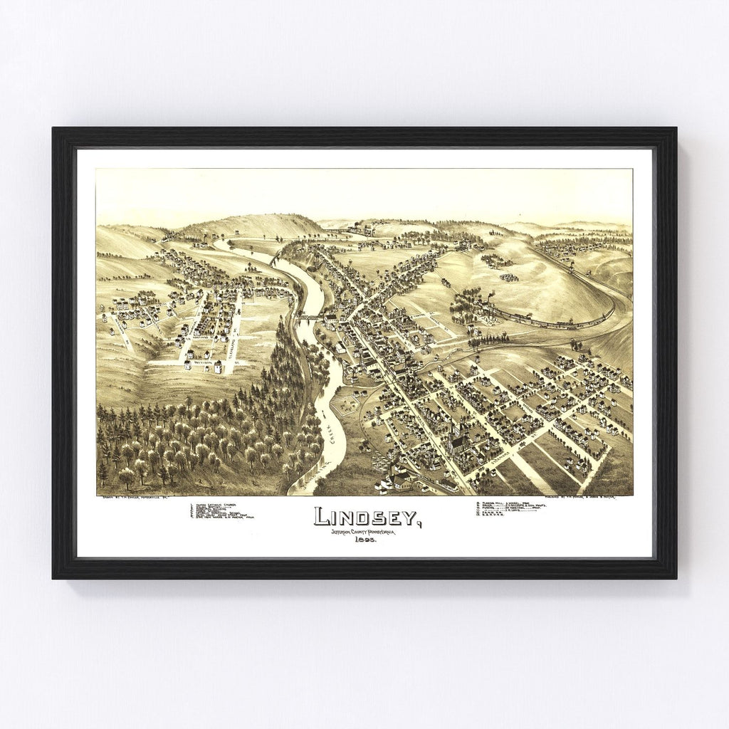 Vintage Map of Lindsey, Pennsylvania 1895
