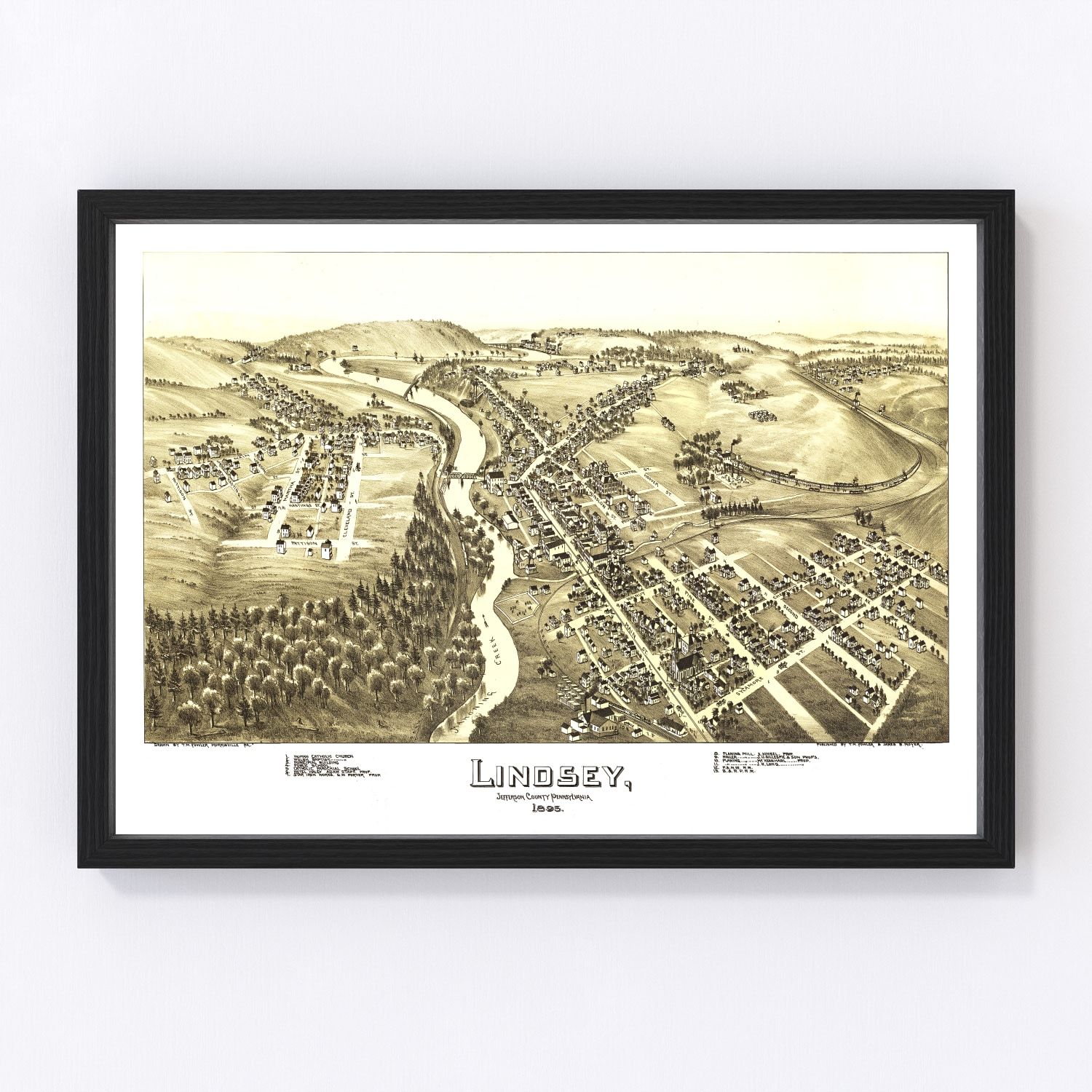 Vintage Map of Lindsey, Pennsylvania 1895