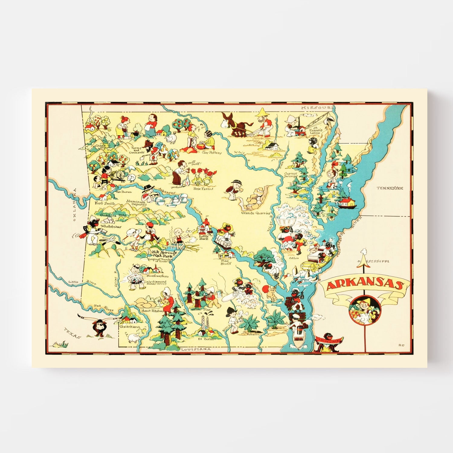 Vintage Map of Arkansas 1935