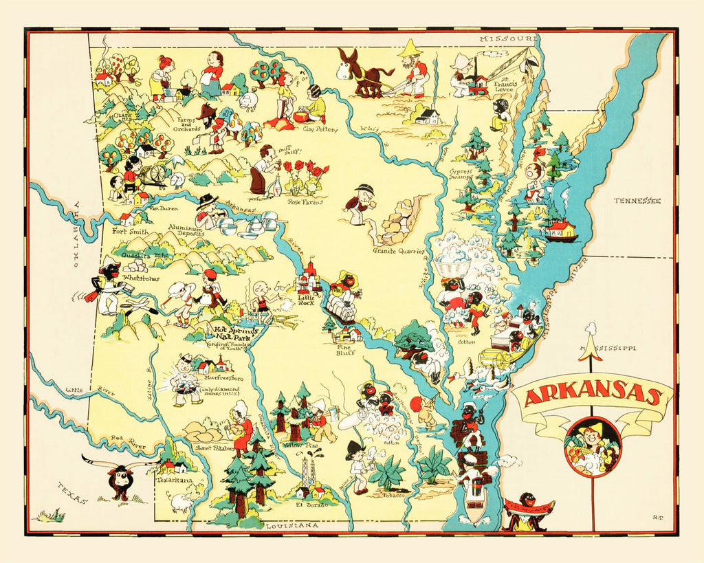 Vintage Map of Arkansas 1935