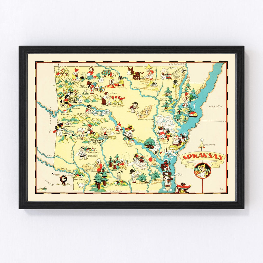Vintage Map of Arkansas 1935