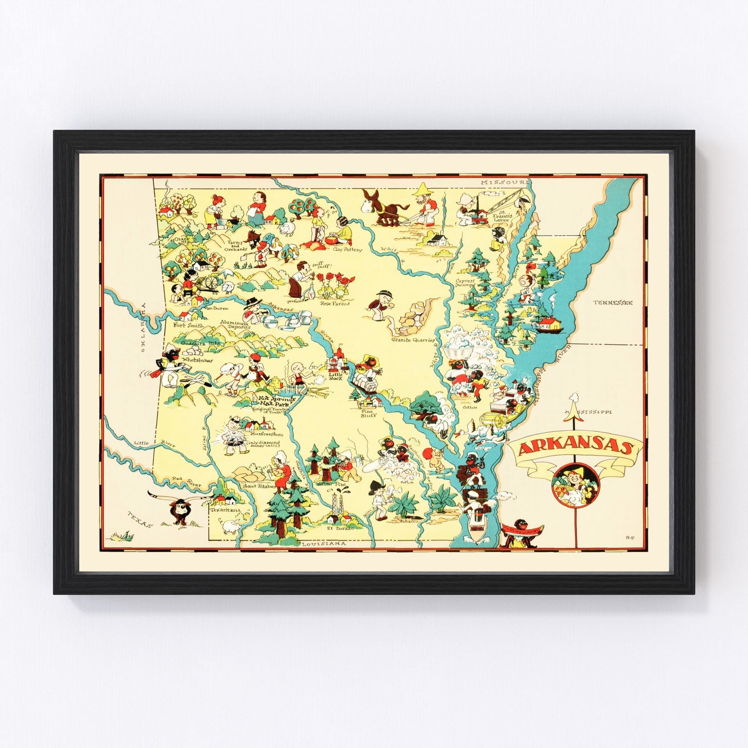 Vintage Map of Arkansas 1935