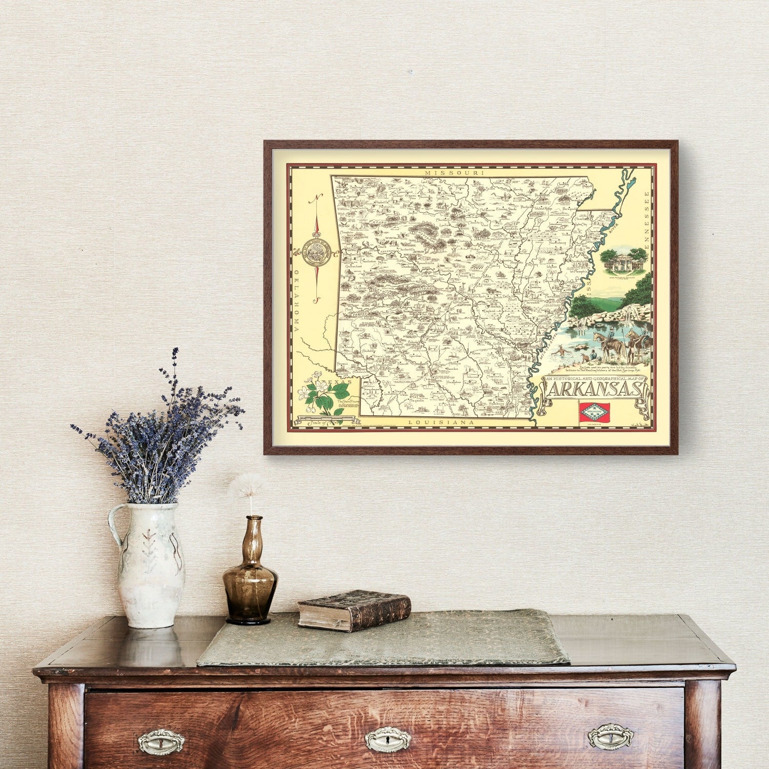 Vintage Map of Arkansas 1938