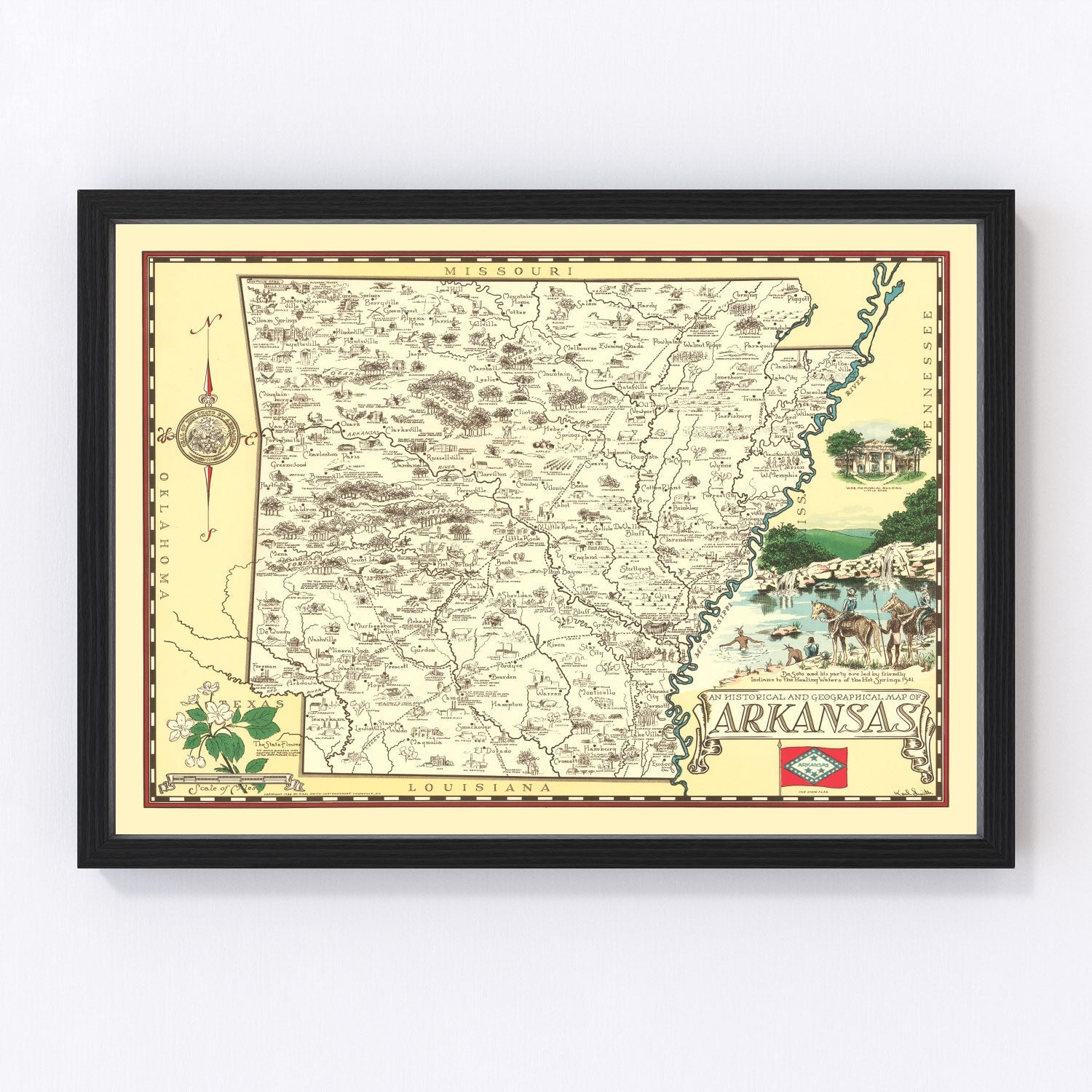 Vintage Map of Arkansas 1938