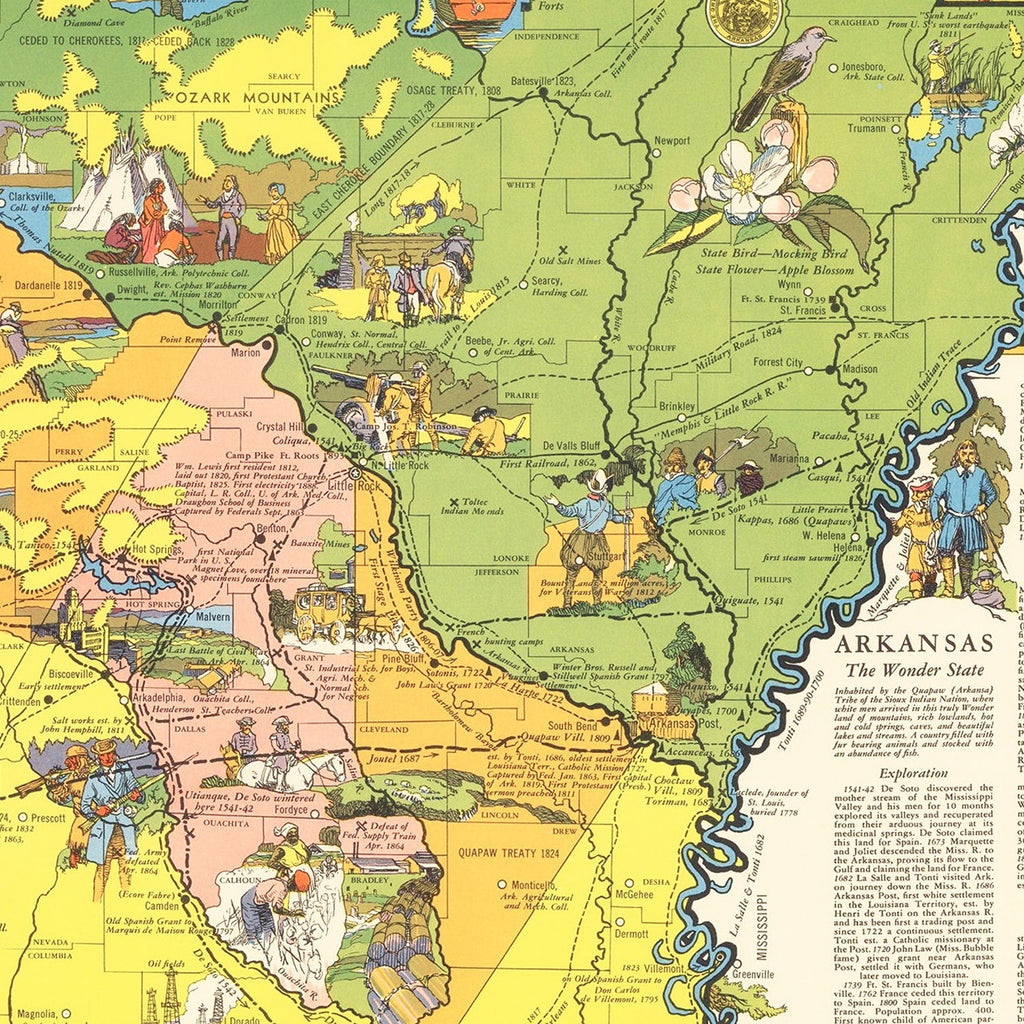 Vintage Map of Arkansas 1941