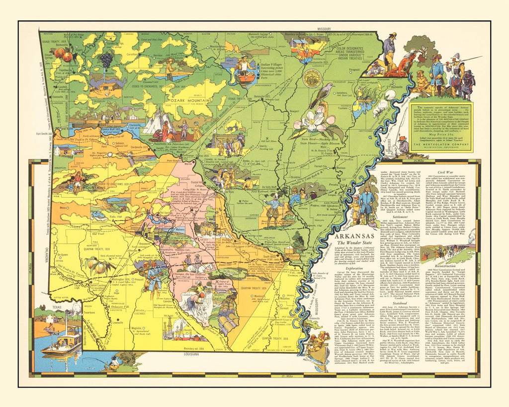 Vintage Map of Arkansas 1941