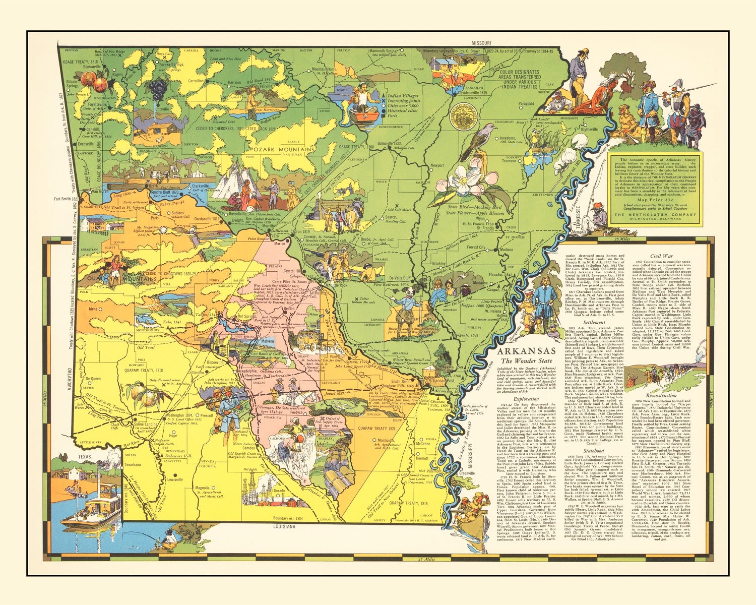 Vintage Map of Arkansas 1941