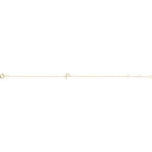 14K Yellow Gold .05 CTW Natural Diamond Initial F 6-7" Bracelet – image 2