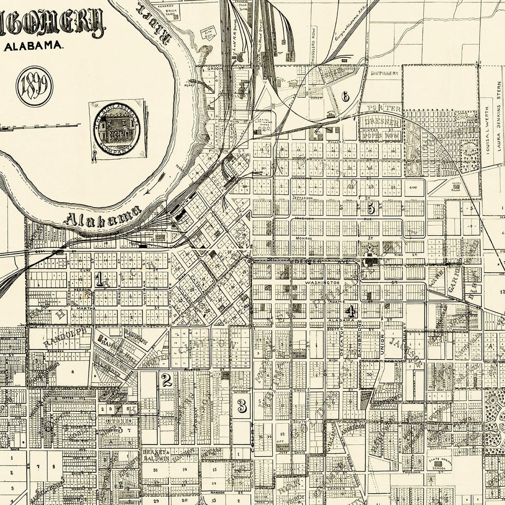 Vintage Map of Montgomery, Alabama 1899