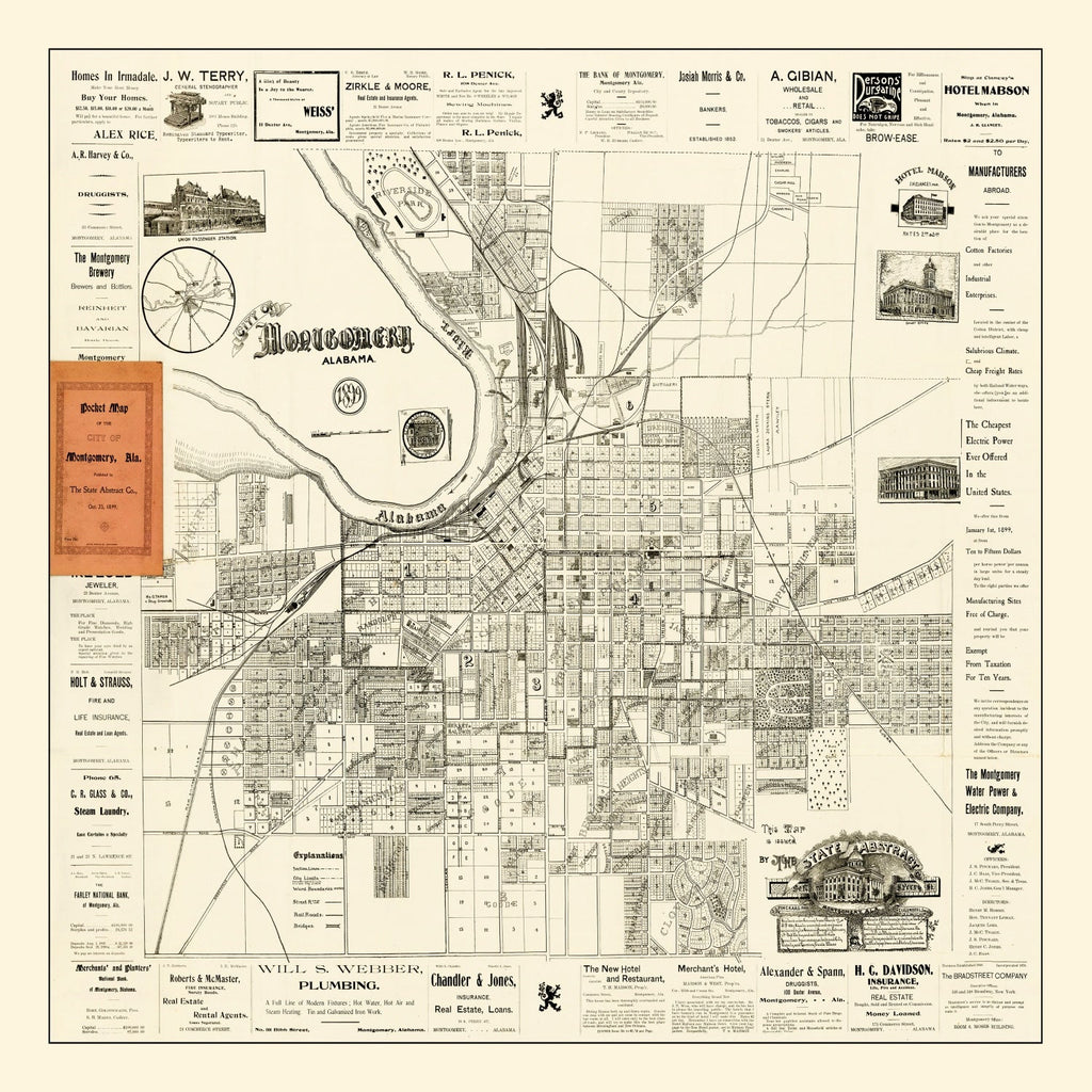 Vintage Map of Montgomery, Alabama 1899