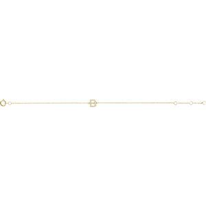 14K Yellow Gold Vermeil .07 CTW Lab-Grown Diamond Initial B 6-7" Bracelet – image 2