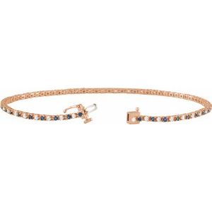 14K Rose Gold 5/8 CTW Lab-Grown Blue Sapphire & Lab-Grown Diamond Line 7 1/4" Bracelet – image 2