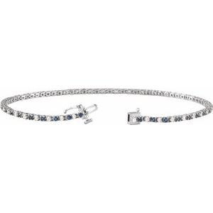 14K White Gold 5/8 CTW Lab-Grown Blue Sapphire & Lab-Grown Diamond Line 7 1/4" Bracelet – image 2