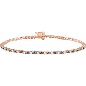14K Rose Gold 5/8 CTW Lab-Grown Blue Sapphire & Lab-Grown Diamond Line 7 1/4" Bracelet