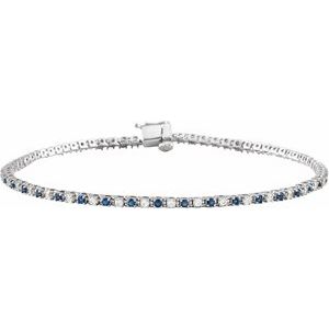 Sterling Silver 5/8 CTW Lab-Grown Blue Sapphire & Lab-Grown Diamond Line 7 1/4" Bracelet