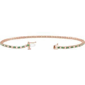 14K Rose Gold Natural Emerald & 5/8 CTW Natural Diamond Line 7 1/4" Bracelet – image 2