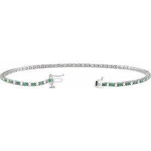 Sterling Silver 5/8 CTW Lab-Grown Emerald & Lab-Grown Diamond Line 7 1/4" Bracelet – image 2