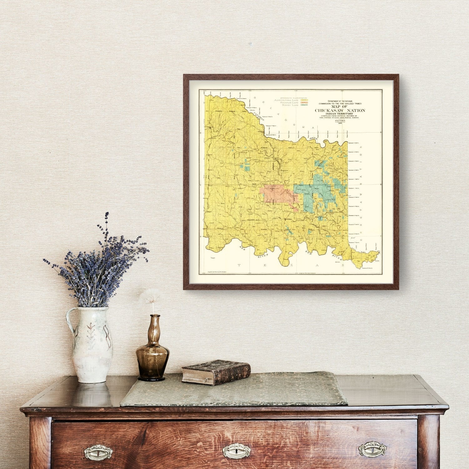 Vintage Map of Chickasaw Nation, Indian Territory, 1900