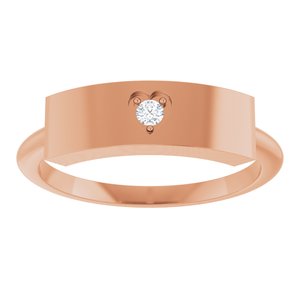 14K Rose Gold .03 CT Natural Diamond Engravable Heart Ring