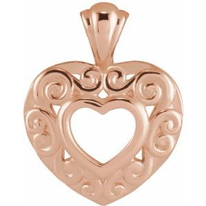 14K Rose Gold 12.9x10.1 mm Heart Pendant