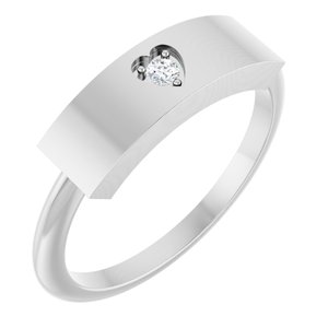 Sterling Silver .03 CT Natural Diamond Engravable Heart Ring