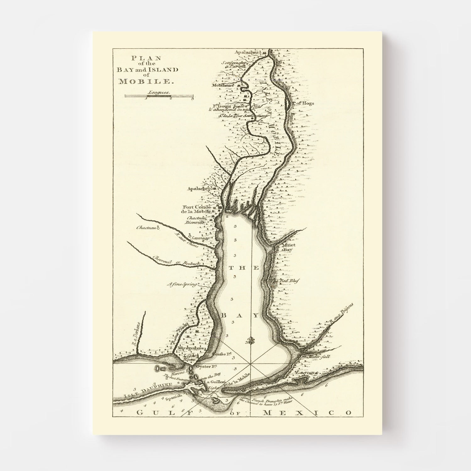 Vintage Map of Mobile, Alabama 1763