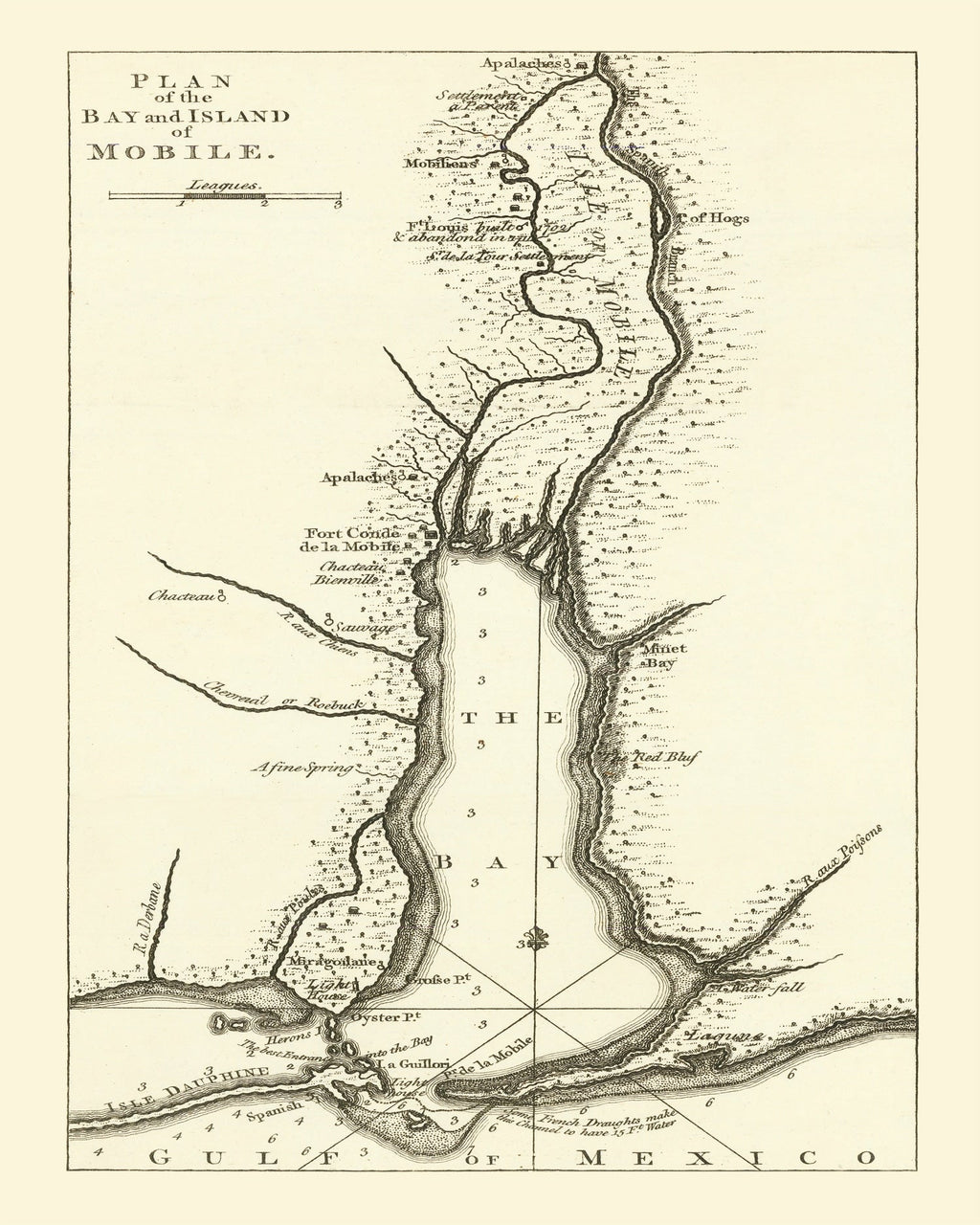 Vintage Map of Mobile, Alabama 1763