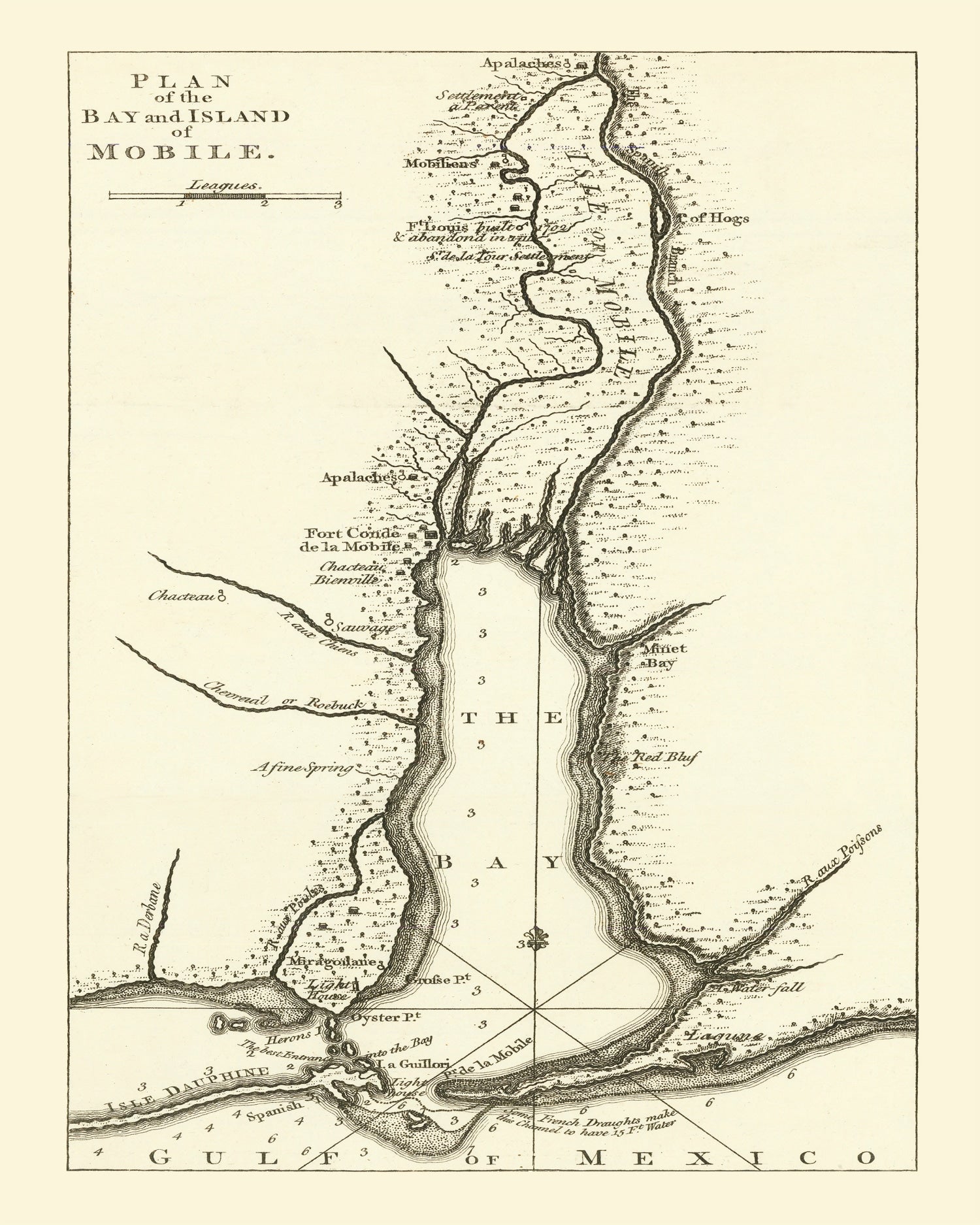 Vintage Map of Mobile, Alabama 1763