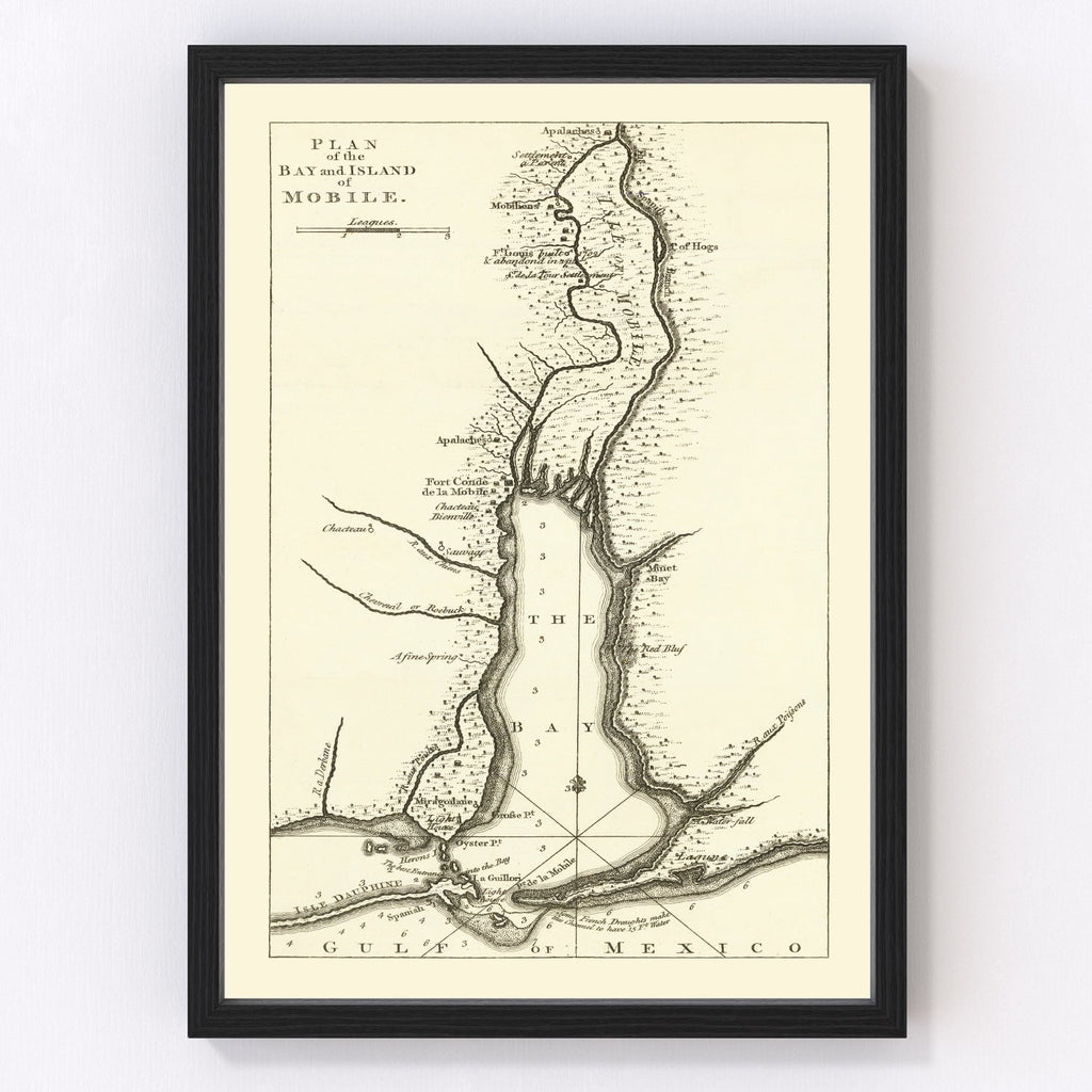 Vintage Map of Mobile, Alabama 1763