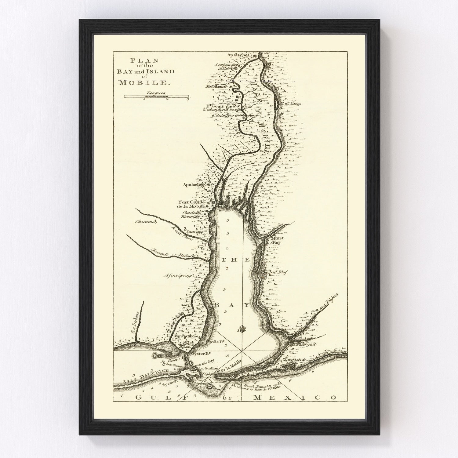 Vintage Map of Mobile, Alabama 1763