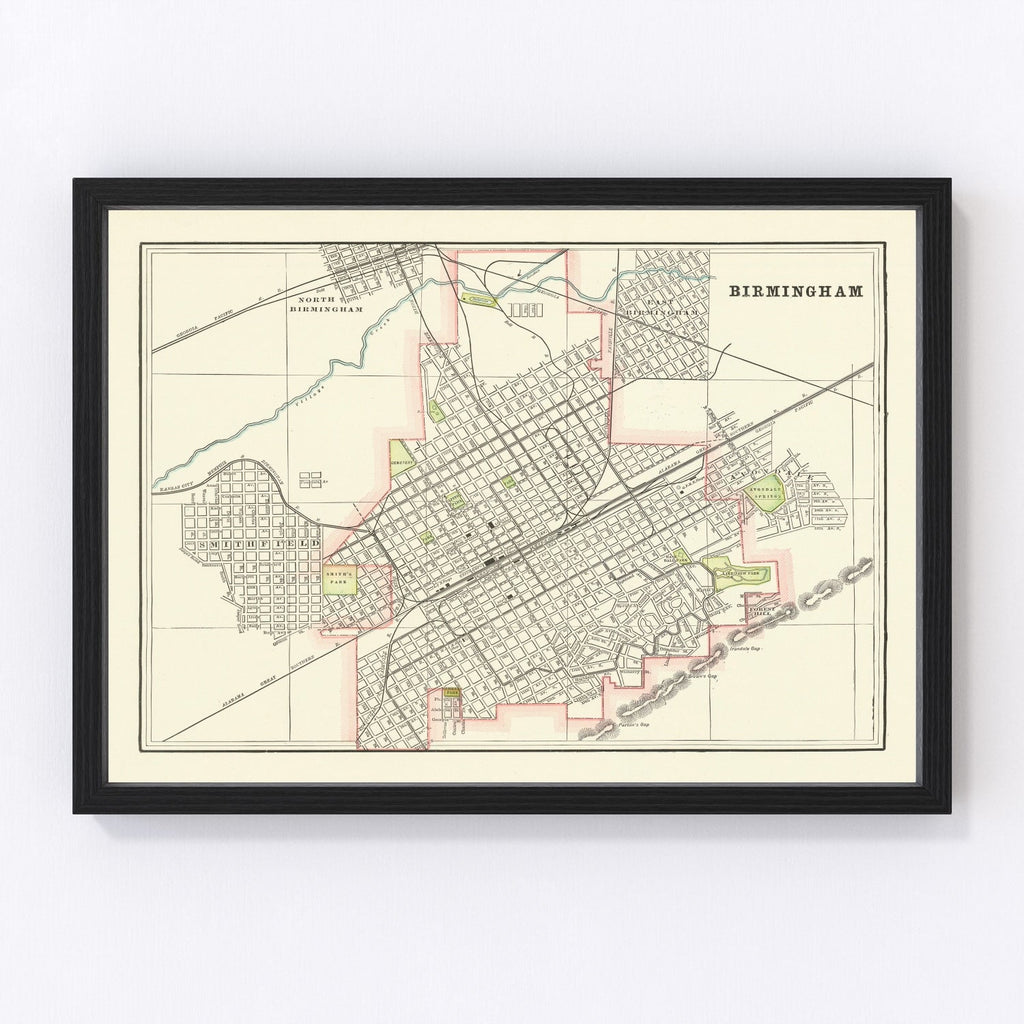 Vintage Map of Birmingham, Alabama 1895