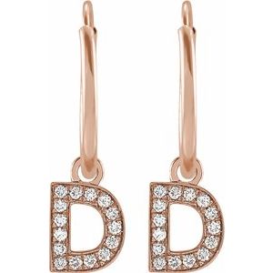 14K Rose Gold .05 CTW Natural Diamond Single Initial D Hoop Earring