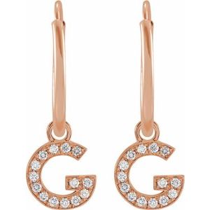14K Rose Gold .05 CTW Natural Diamond Single Initial G Hoop Earring