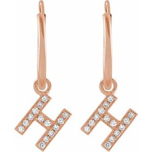 14K Rose Gold .05 CTW Natural Diamond Single Initial H Hoop Earring
