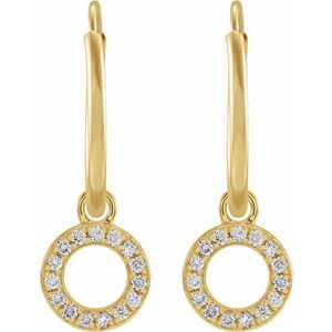 14K Yellow Gold .04 CTW Natural Diamond Single Initial O Hoop Earring – image 2