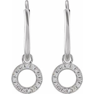 14K White Gold .04 CTW Natural Diamond Single Initial O Hoop Earring – image 2