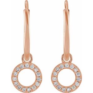 14K Rose Gold .04 CTW Natural Diamond Single Initial O Hoop Earring