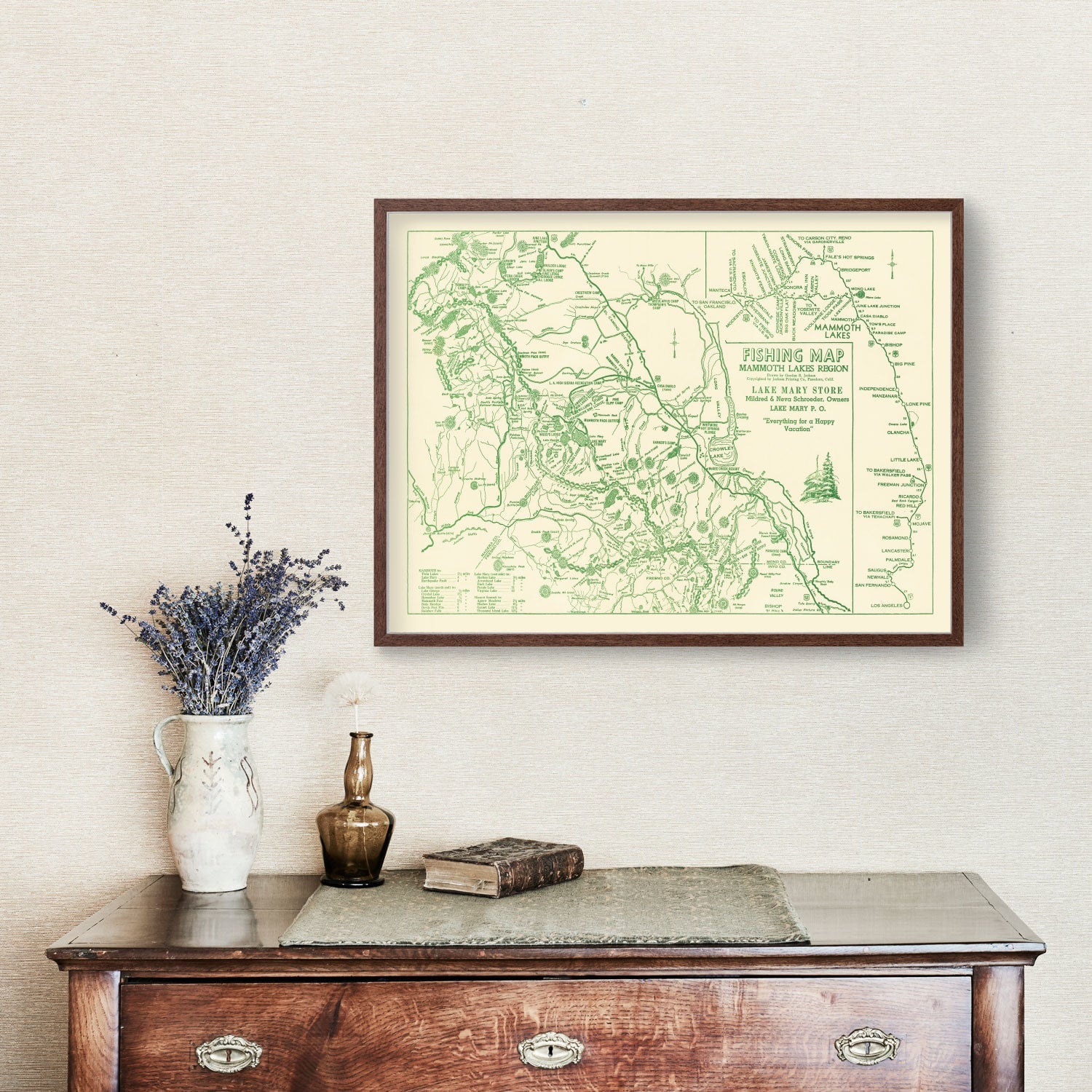 Vintage Map of Mammoth Lakes, 1930