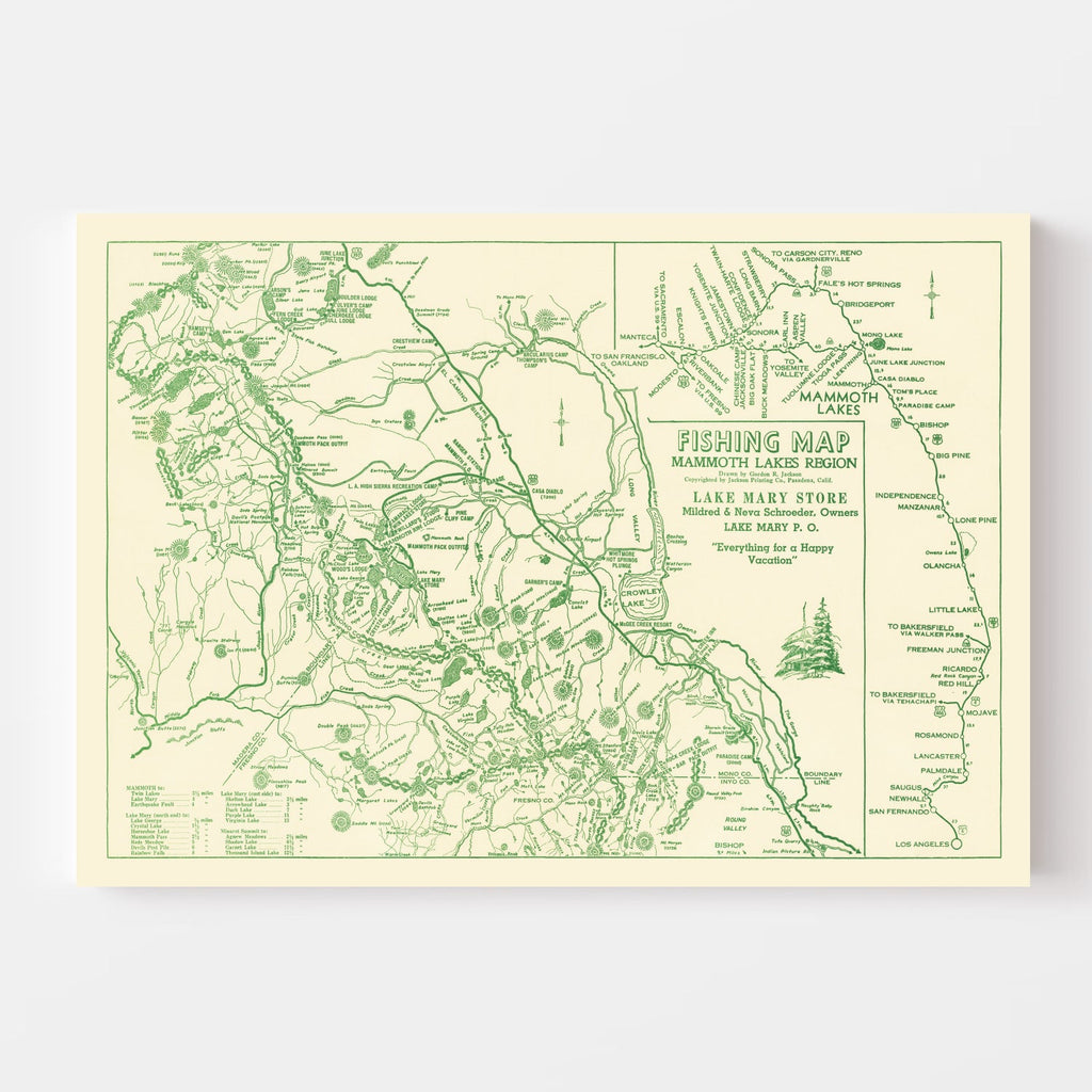 Vintage Map of Mammoth Lakes, 1930