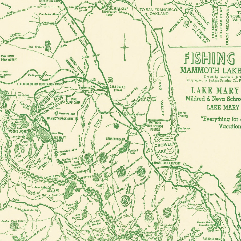 Vintage Map of Mammoth Lakes, 1930