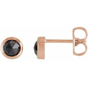 14K Rose Gold 1/2 CTW Rose-Cut Natural Black Diamond Bezel-Set Earrings