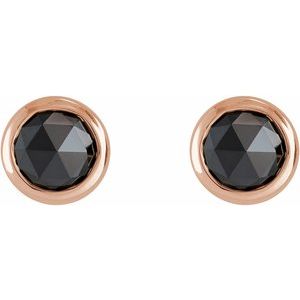 14K Rose Gold 1/2 CTW Rose-Cut Natural Black Diamond Bezel-Set Earrings – image 2