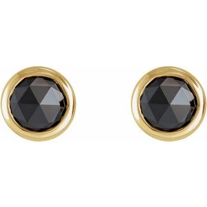 14K Yellow Gold 1/2 CTW Rose-Cut Natural Black Diamond Bezel-Set Earrings – image 2
