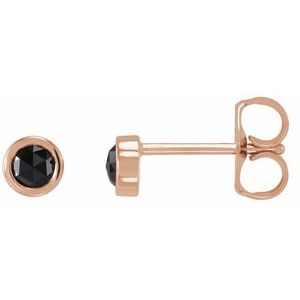 14K Rose Gold 1/5 CTW Rose-Cut Natural Black Diamond Bezel-Set Earrings
