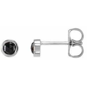 14K White Gold 1/5 CTW Rose-Cut Natural Black Diamond Bezel-Set Earrings
