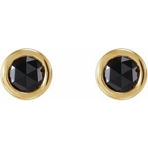 14K Yellow Gold 1/5 CTW Rose-Cut Natural Black Diamond Bezel-Set Earrings – image 2