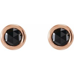 14K Rose Gold 1/5 CTW Rose-Cut Natural Black Diamond Bezel-Set Earrings – image 2